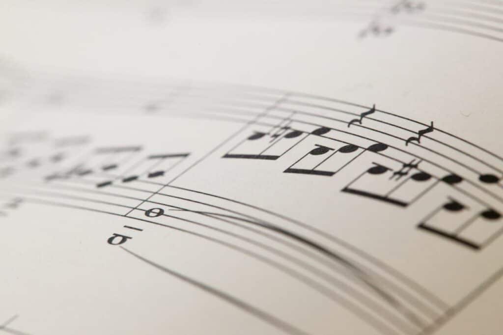 Close-up of sheet music representing music therapy for memory support in dementia patients