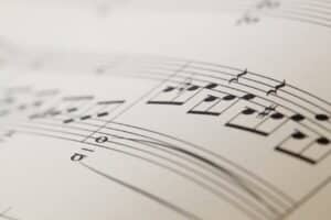 Close-up of sheet music representing music therapy for memory support in dementia patients